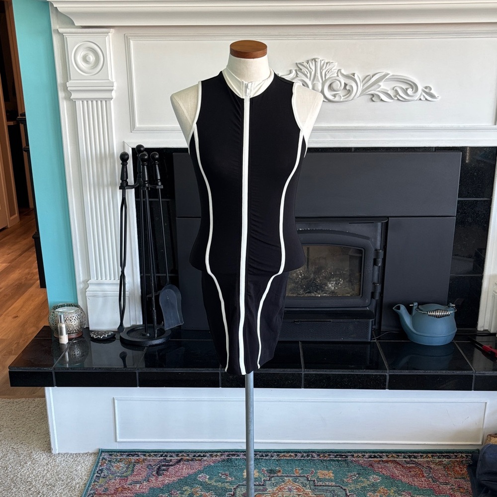 Forever 21 Black Mini Dress with White Piping
